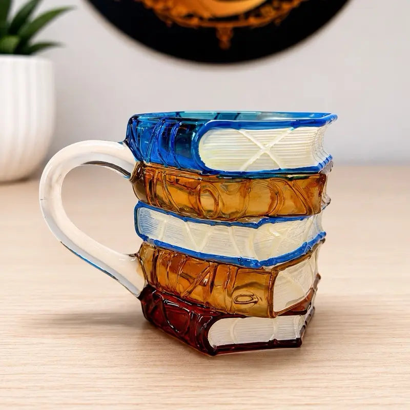 Book Theme Glass Mug - Kitchen Drinkware for Coffee, Tea - Unique Gift for Enthusiasts, Drink, Gift Idea
