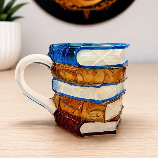 Book Theme Glass Mug - Kitchen Drinkware for Coffee, Tea - Unique Gift for Enthusiasts, Drink, Gift Idea